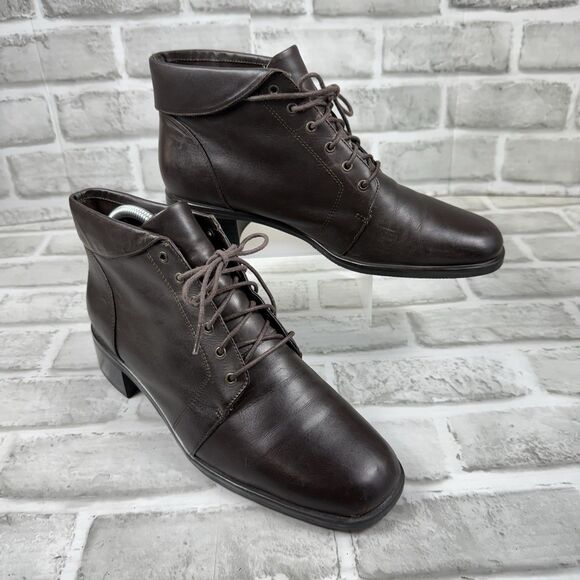Classic Elements Lenni Women’s Size 8.5 Brown Leather Ankle Boots Vintage - Picture 4 of 11